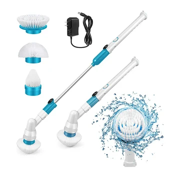 

New Spin Scrubber Cordless Bathroom Shower Scrubber with 3 Replaceable Cleaning Brush Head & Adjustable Extension Handle