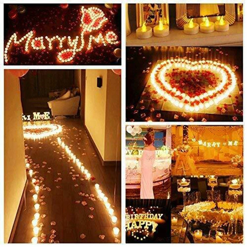 Electric Artificial LED Flame-less Candles Home Tea Lights Photography Props Set