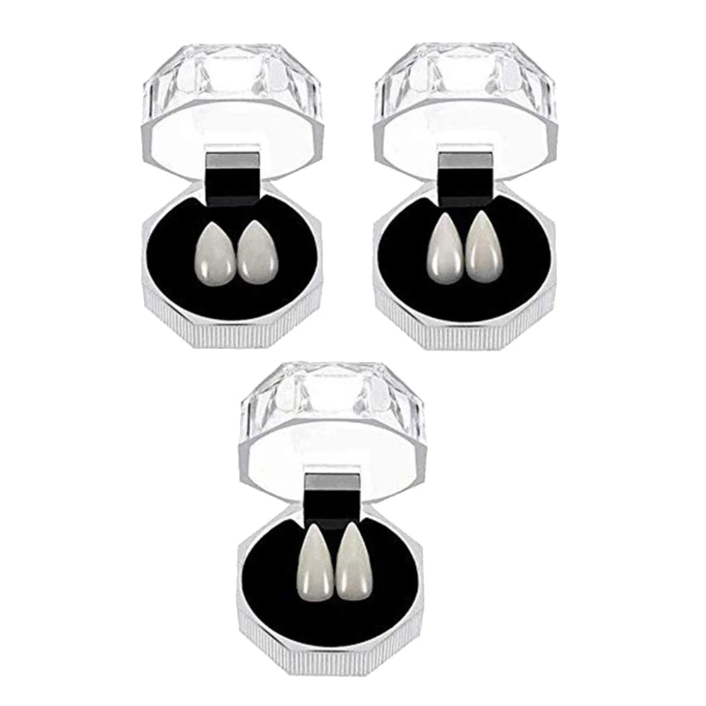 

3 Pairs No Toxic Halloween Vampire Zombie Werewolf Denture Teeth Caps Cosplay Party Props Teeth Decor medicine resin