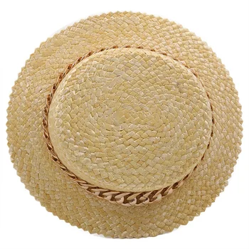 New Handmade girl Straw Beach Hat For Women Summer Holiday Panama Cap Fashion Flat Sun Protection Visor Hats 3
