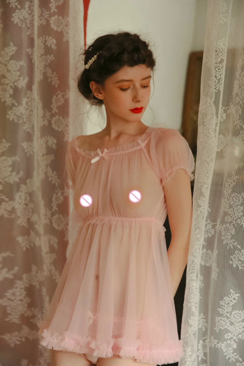 pink Сексуальное женское белье Babydoll, прозрачное платье для сна, стринги, сексуальное нижнее белье для женщин, Baby Doll Mujer, Эротическая сексуальная одежда, langery Lenceria - Цвет: pink