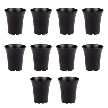 

10Pcs Black Plastic Sturdy Flower Pots Planters Office Indoor Home Outdoor Succulent Plant Pots Planting Pots with Drainage Hole