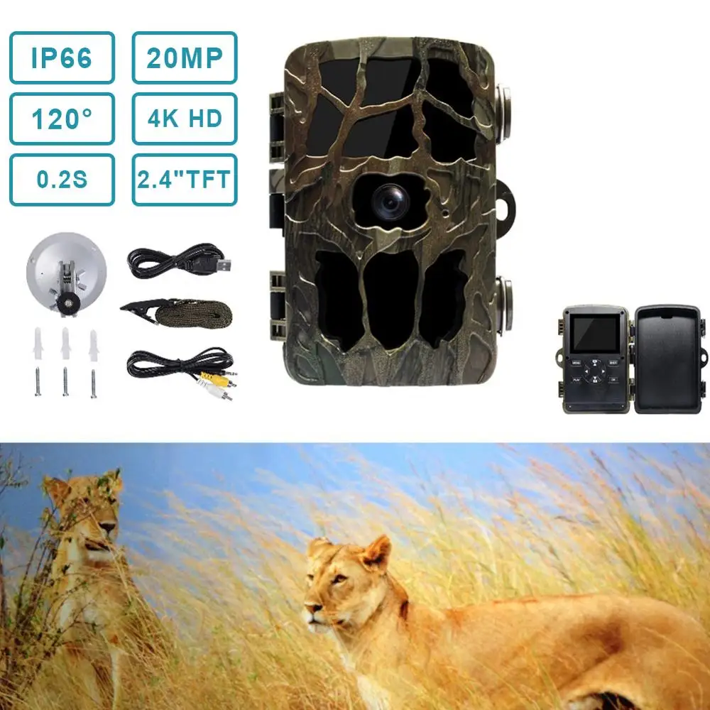 ZAOMIYOS 4K Hunting Camera Trap 20MP Infrared Hunt Night