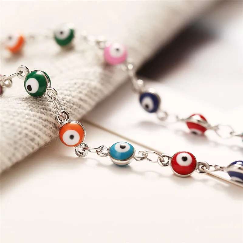 Fashion Colorful Turkish Eyes Anklets for Women Charm Gold Color Beads Pendant barefoot sandals Anklet Foot Jewelry Accessories