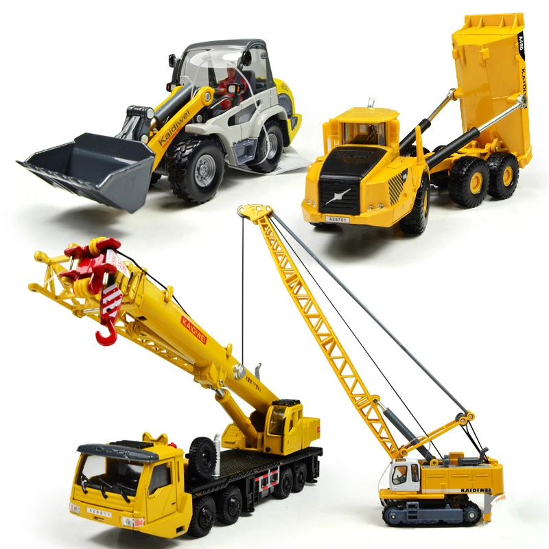

1:87 alloy toy engineering vehicle model Gift Box Set Four Children's Gifts Unloading truck, crane, forklift set