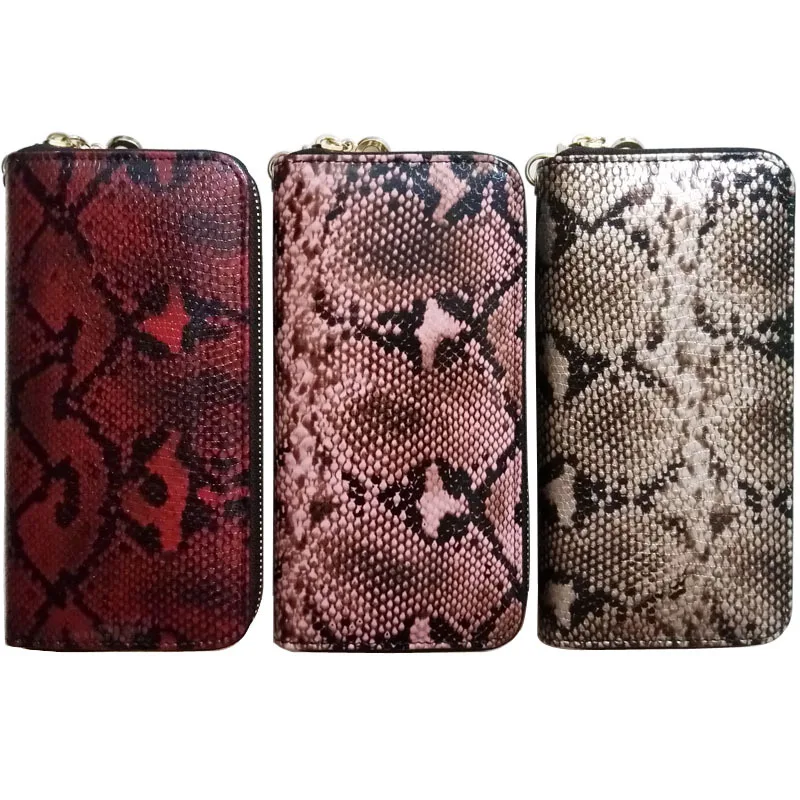

KANDRA New Women's Natural Python Snake Skin Leather Wallet Clutch Purse Large Capacity Ladies Wristlet Zip Around Long Wallet