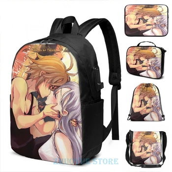

Funny Graphic print Nanatsu no Taizai(2) USB Charge Backpack men School bags Women bag Travel laptop bag