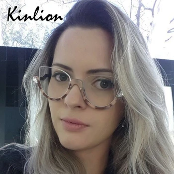 

Kinlion Vintage Semi Rimless Women Glasses Frame Retro Transparent Clear Cat Eye Half Frame Woman Eyeglasses Oculos Gafas 2020