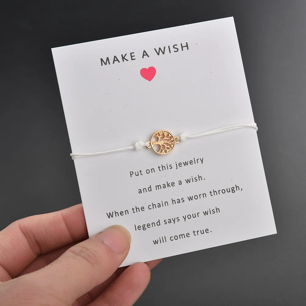 

Gold Life Tree Make a Wish Sunflower Leaf Lucky Clover Adjustable Bracelets for Women Girls Friendship Engagement Wedding