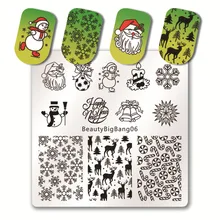 BeautyBigBang 6 стилей 6*6 см квадратные пластины для штамповки ногтей Рождественская снежинка шаблон DIY 3D шаблон дизайн ногтей штамповки пластины