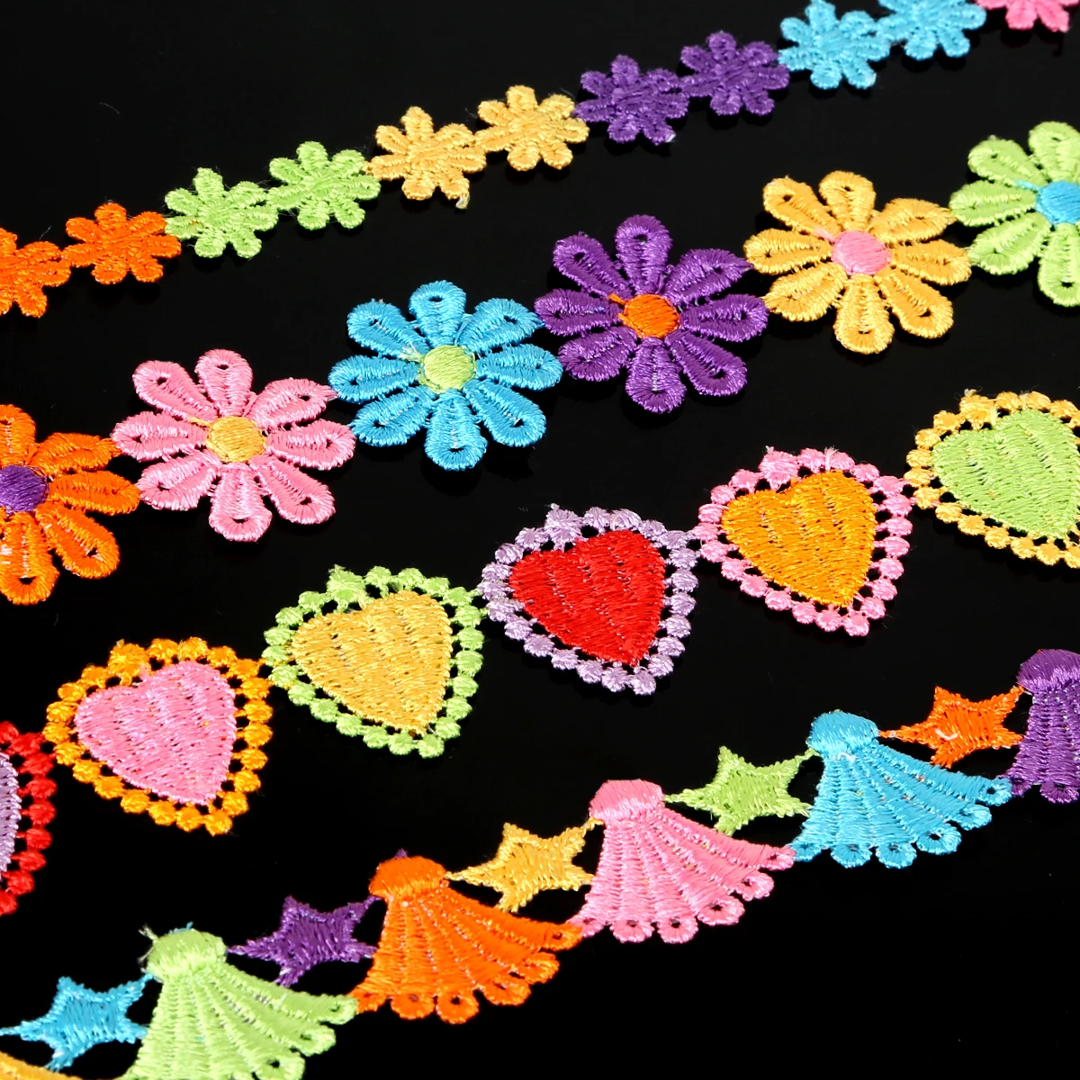 2 yards Flowers Embroidered Lace Trim Ribbon Heart Webbing for DIY Handcraft Sewing decoration | Дом и сад