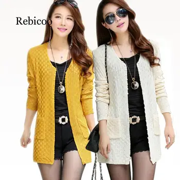 

2019 spring and autumn new fashion women's thin coat Korean version of the self-cultivation knitted long-sleeved sweater women's