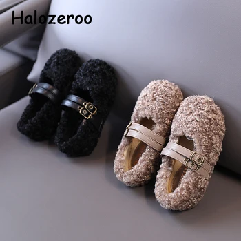 

Winter Kids Fur Shoes Baby Girls Princess Flats Children Dress Brand Shoes Toddler Black Fashion Shoes Party Shoes Mary Jane New