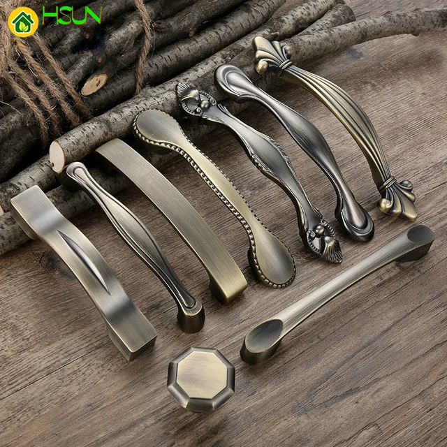 Tiradores Vintage de bronce para armario, tirador de cajón, perilla de  puerta de armario de cocina, manijas de muebles - AliExpress