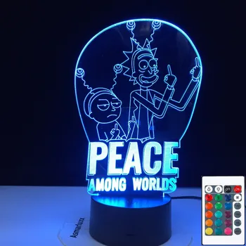 

Acrylic 3D Illusion Led Night Light Rick and Morty Figure Nightlight for Kids Child Birthday Gift Colorful Bedroom Table Lamp