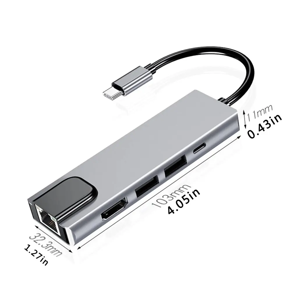 USB Type-C Hub Adapter Dock With 4K HDMI-compatible PD RJ45 Ethernet Lan Charge For MacBook USB Type-C Hub wire map tester