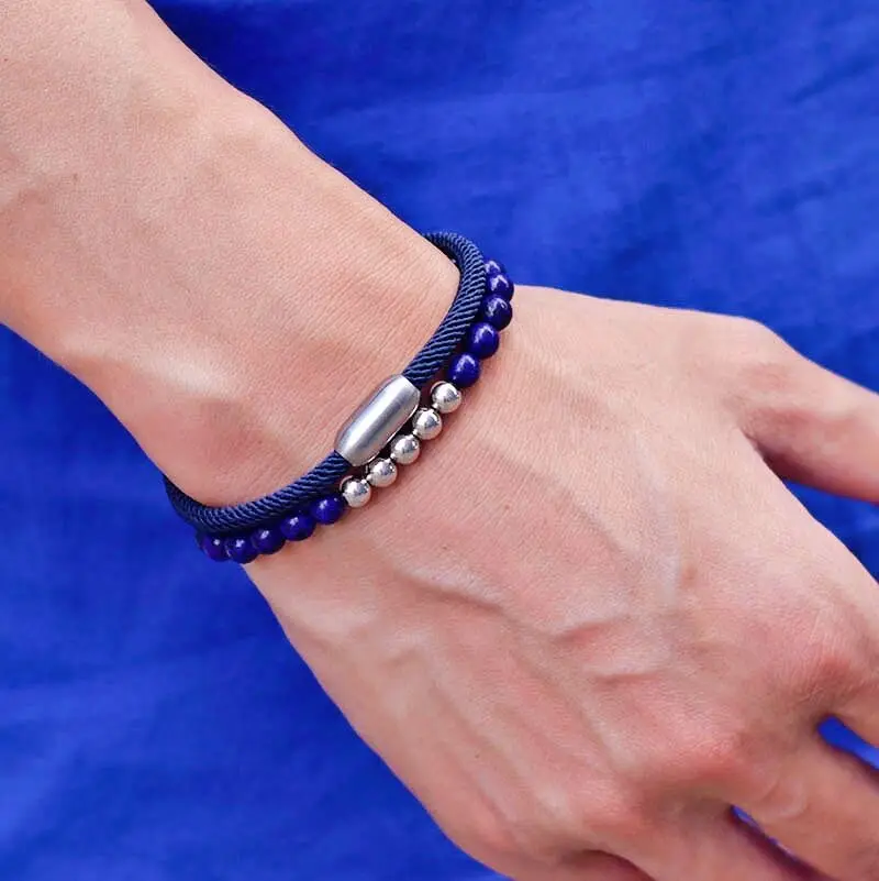 Mens Lucky Red Thread Tiger Eye Lapis Lazuli Stone Bracelet