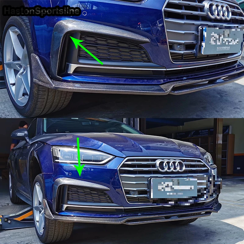 Для Audi S5 Sline модифицированный передний фартук из углеродного волокна разветвитель передних противотуманных фар плавник авто аксессуары
