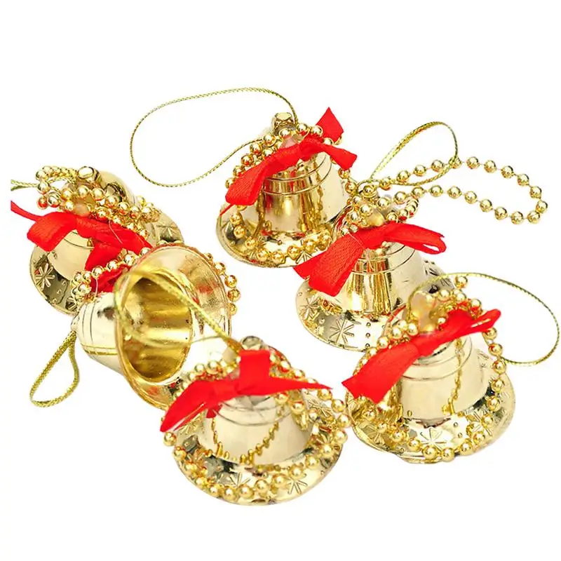 36PCS 3.5CM Christmas Bell Decorations Hanging Small Bell Ornament With Ribbon For Christmas Tree