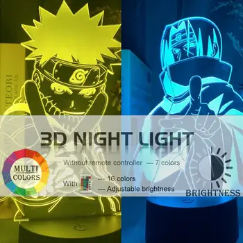 

Naruto LED 3D Acrylic Night Light Uzumaki Sasuke Kakashi Japanese Cartoon Figure USB Table Lamp Bedroom Kids XMAS Holiday Gift