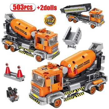 

Contruction Mechanical City Building Blocks Creator Engineering Crane Vehicle Technic Forklift Truck Birthday Toys for Children