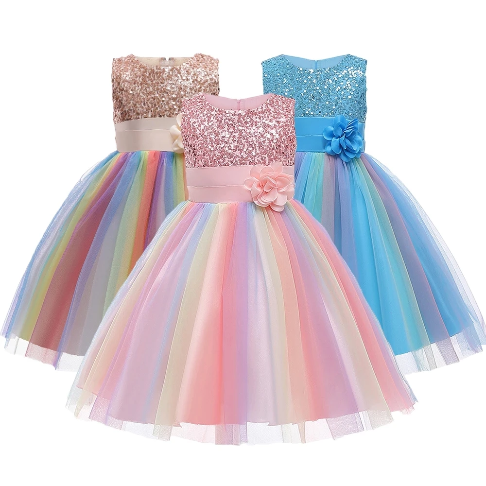 

New Girls Dresses for Wedding Irregular Ruffled Summer Sleeveless Party Princess Dress Chiffon Children Clothes Kids clothing