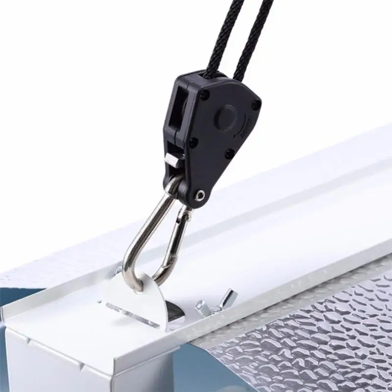 4pcs 1/8 Inch Pulley Heavy Duty Adjustable Hanging Rope Ratchet Lights Rope Hanger for Grow Light Fixtures Gardening
