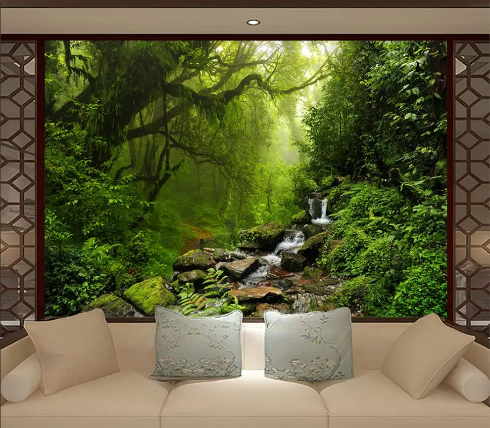 floresta verde personalizada grande arvore tv fundo 01