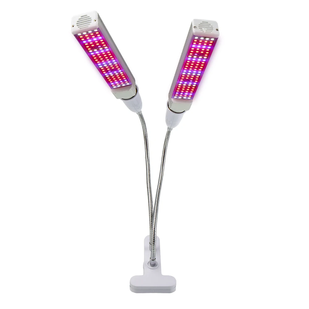 Leds Full Spectrum Dual Head LED Grow Light Plant Flower Grow Lamp Red Blue UV IR Lights Clip for Veg Indoor E27 Green House 60W