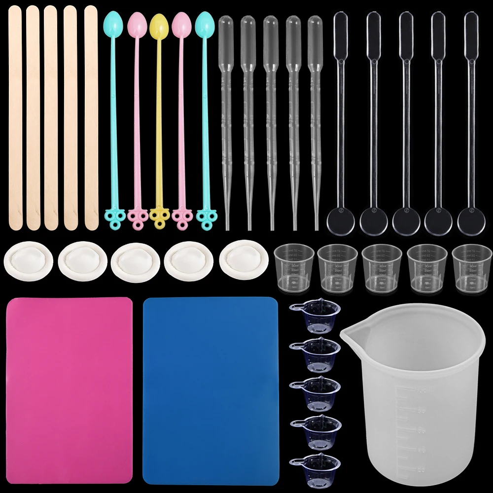 Epoxy Resin Making Tools UV Epoxy Resin Casting Making Jewelry Finding Set Measure Cup Glue Cup Dropper Stirring Stick Tools 1 5pcs silicone brush epoxy glue resin jewelry making tools easy to clean uv glue resin mold tools stirring brush