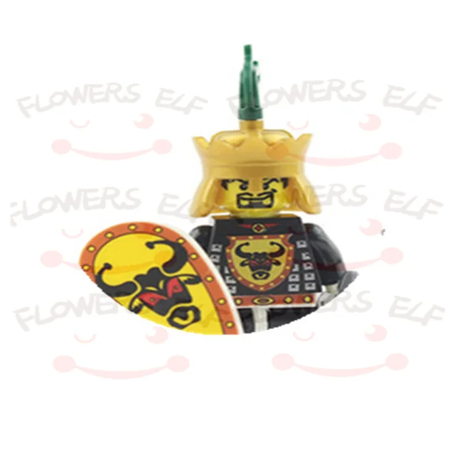 1PCS Blue Lion Red Green Dragon Knight Mini Two-person Villain Middle Age Assembling Building Blocks Children'sToy Medieval Knig 9807A