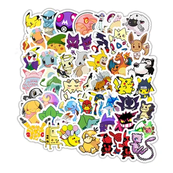 

50pcs Pikachu Toy Stickers For Suitcase Satchel Schoolbag Book Bag Pencil Box Folder Phone Laptop Travel Luggage Cool Decals