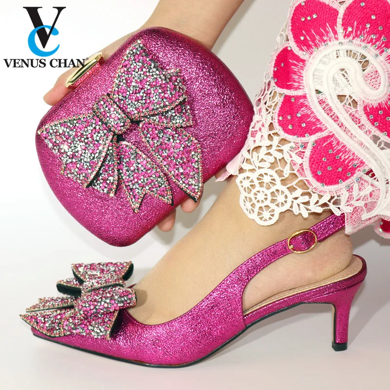 hot pink shoes and matching bag