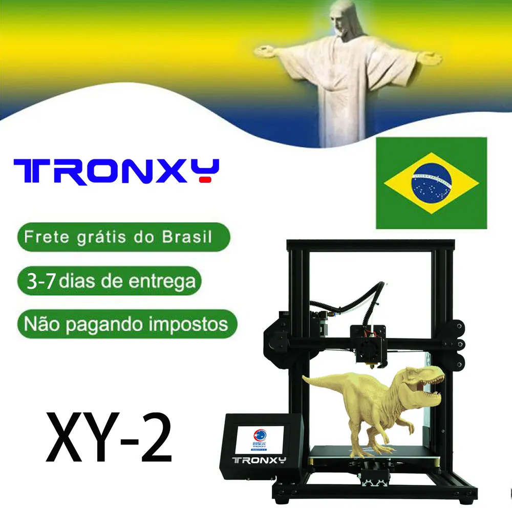 

free ship Briasil Tronxy XY-2 Fast Assembly Full metal 3D Printer High printing Magnetic Heat Paper Auto level with Touch Screen