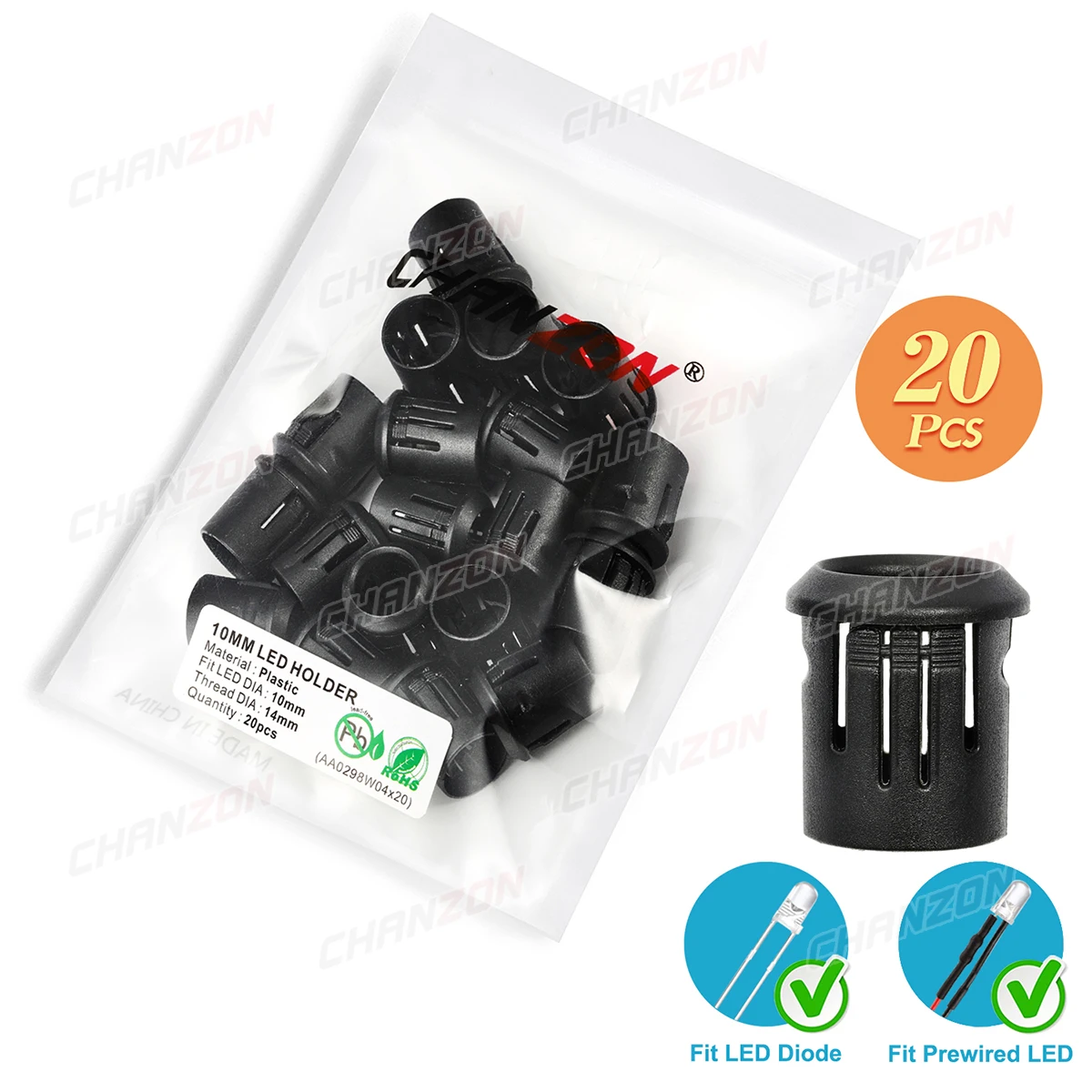 Soporte LED, 20 Piezas Lámpara LED De Plástico Soporte Para Diodos Emisores De Luz Diodos Emisores De Luz Caracteristicas Lideres En Su Clase