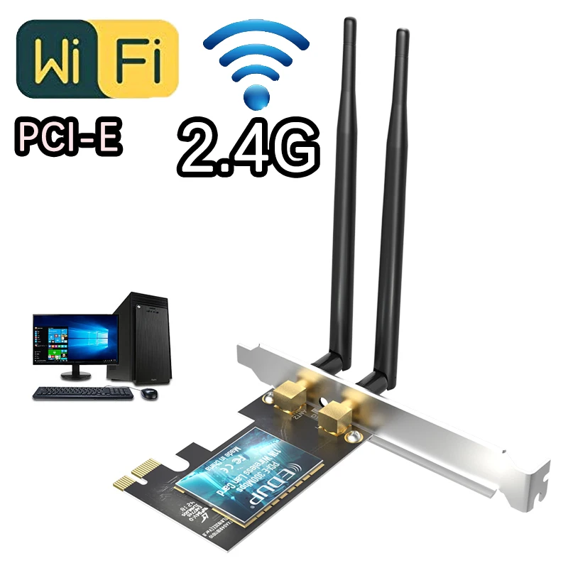 

PCI-E 2.4G wireless lan card 300Mbps network card 802.11n High gain Dual antenna supports windows 7/8.1/10 for computer adapters