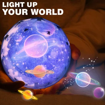 

Kids Night Light Projector Lamp 360 Rotating Starry Planet Lamp for Bedroom Gift with 5 Sets Film L9 #2