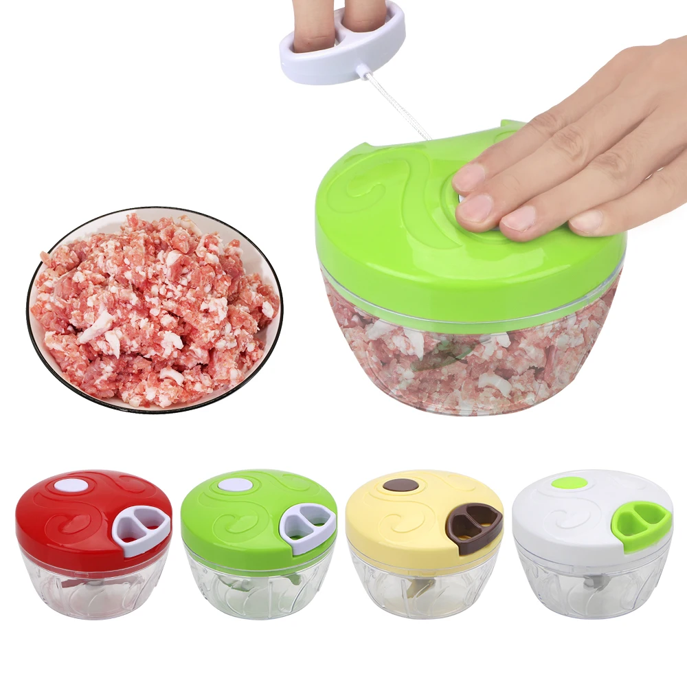 Garlic Onion Slicer Cutter Multifunction Mincer Slicer Shredder Manual Rope Food Processor Hand Chopper