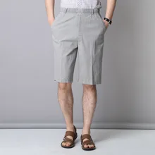 Летние Новые мужские повседневные пляжные льняные шорты с карманами, свободные Стрейчевые брюки на плоской подошве, однотонные, высокое качество