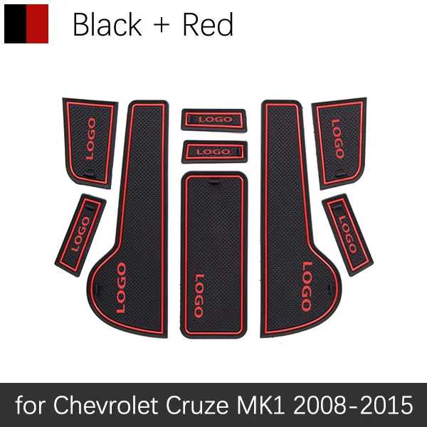 Противоскользящий резиновый коврик для Шевроле Круз 2008~ Коврик для двери Holden J300 2009 2010 2011 2012 2013 наклейки - Название цвета: Red