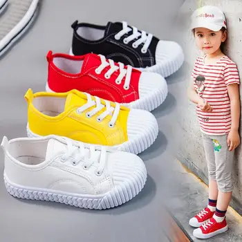 

Girls canvas shoes spring Autumn white Running Sneakers children kids shoes soft and comfortable boys Flat school shoes