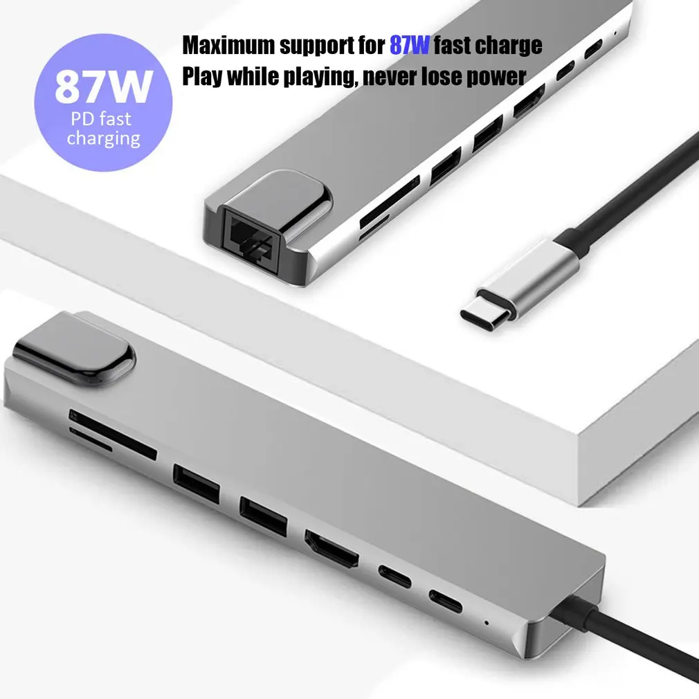 Тип-c к Hdmi концентратор Rj45 восемь в одном тип-c сетевая док-станция концентратор для карт памяти компьютер внешние аксессуары