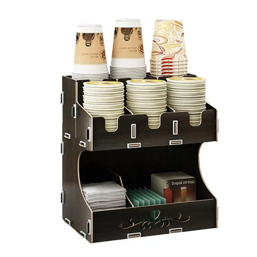 Cup & Lid Dispenser Organizer Acrylic Cup Holder Bar Storage Box Paper