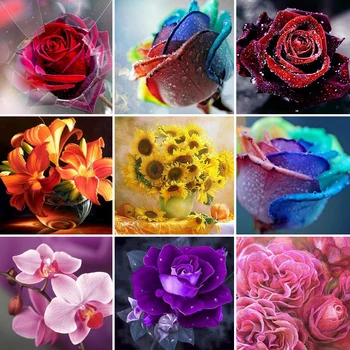

50x50 Plant flower rose diamond painting 5D Full Diamond mosaic Cross Stitch DIY Wall Sticker home Decoration Christmas Gift