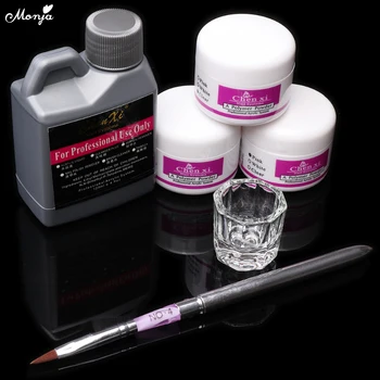 

Monja 6PcsAcrylic Crystal Liquid Powder Nail Art Set Nail Extension Builder Carving Brush Storage Cup DIY Home Manicure Tool Kit