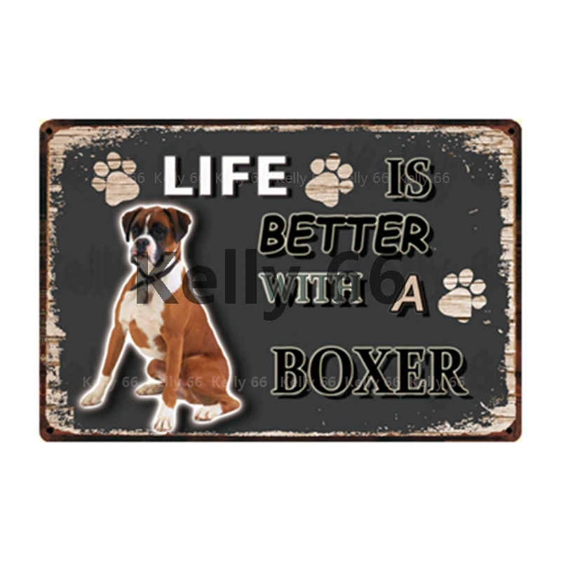 [Kelly66] жестяной плакат с изображением собаки лучшая жизнь границы колли Briard
