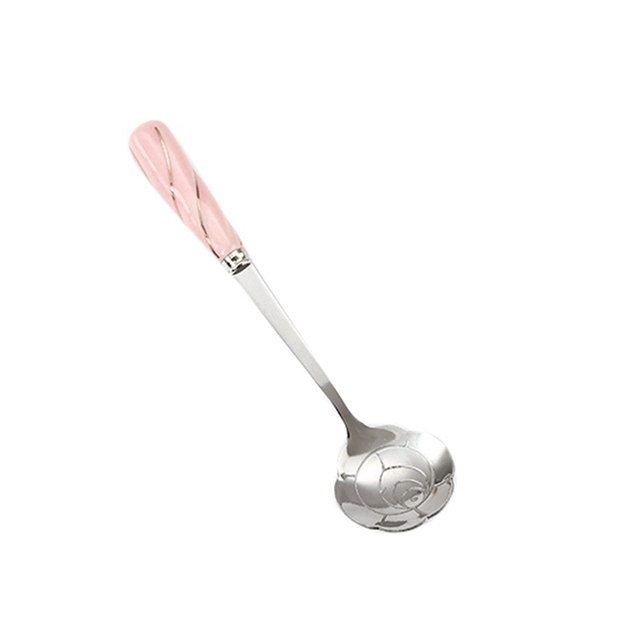 Plated Coffee Spoons Stainless Steel Teaspoons With Ceramic Handle Stirring Spoon For Dessert Cake Ice Cream Tableware