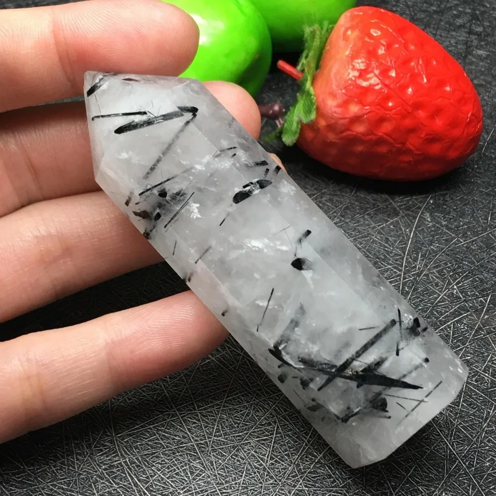 

Natural Rare Black Tourmaline Crystal Column Magic Wand Point Reiki for Healing stones