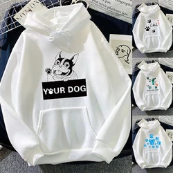 Sudadera con capucha para hombre y mujer, suéter informal con estampado de huellas, jerséis para parejas, primavera y otoño