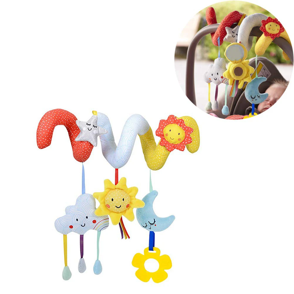 

Spiral Shape Sun Baby Crib Star Hanging Rattle Plush Educational Infant Bell Stroller Accessories Moon Cloud Pendant Toy Bed